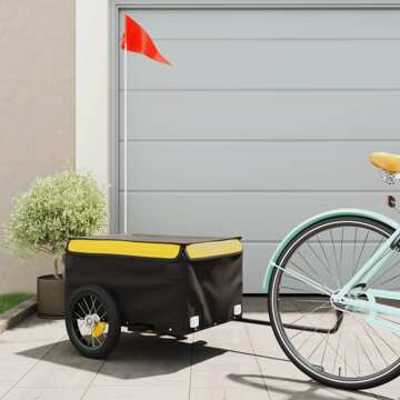 Reboque de Carga para Bicicleta 30 kg Ferro Preto e Amarelo