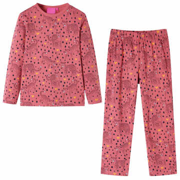 Pijama Manga Comprida P/ Criança C/ Estampa de Leopardo Rosa-velho 92