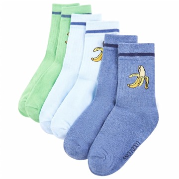 Meias para Criança 5 Pares Estampa de Banana Descascada Ue 23-26