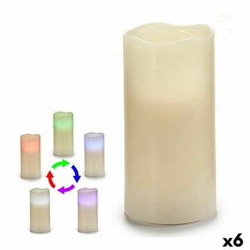 Vela LED Creme Plástico Cera (7,5 X 14,8 X 7,5 cm) (6 Unidades)