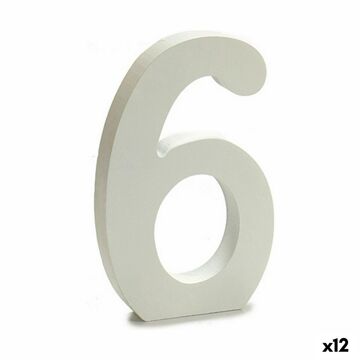Número 6 Madeira Branco (1,8 X 21 X 17 cm) (12 Unidades)