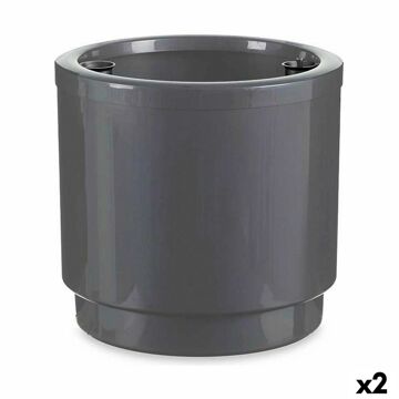 Vaso Autoirrigável Prateado Polipropileno (2 Unidades) (38 X 37,5 X 38 cm)