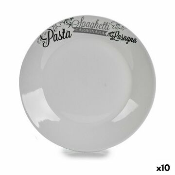 Plat Bord ø 24,4 cm Preto Branco Porcelana Pasta (10 Unidades)