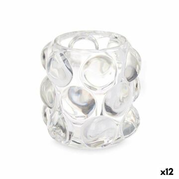 Castiçais Microesferas Transparente Cristal 8,4 X 9 X 8,4 cm (12 Unidades)