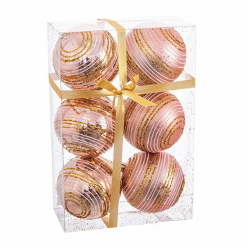 Bolas de Natal Cor de Rosa Plástico Espiral 8 X 8 X 8 cm (6 Unidades)