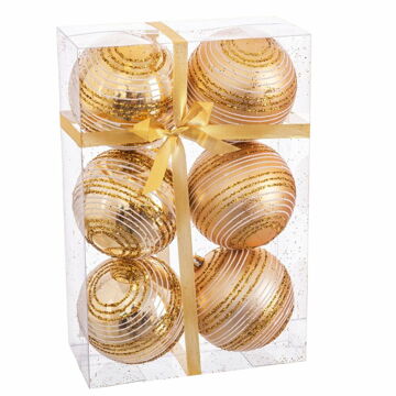 Bolas de Natal Dourado Plástico Espiral 8 X 8 X 8 cm (6 Unidades)