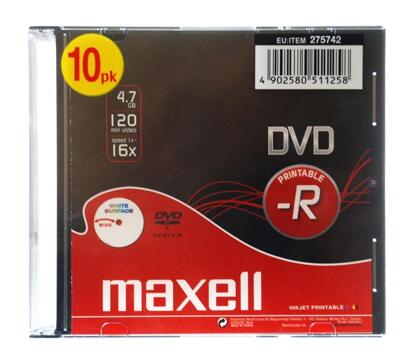 Dvd-r Imprimivel Maxell Pack 10Un.