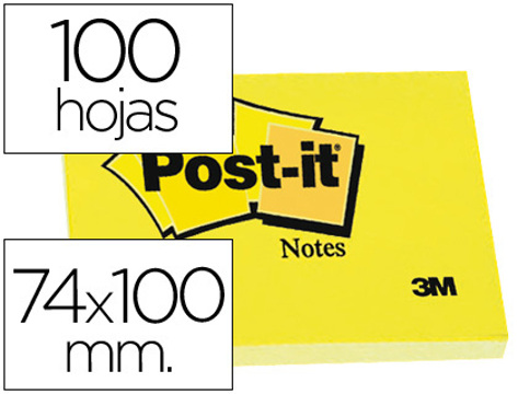 Bloco de Notas Adesivas Post-it Amarelo 74 X 100 mm