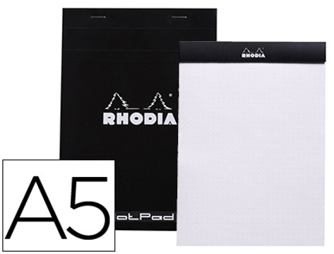 Bloco de Notas Rhodia Black Dot Pad Din A5 80 F 80 gr Liso com Pontos Pretos 5 mm Perfurado