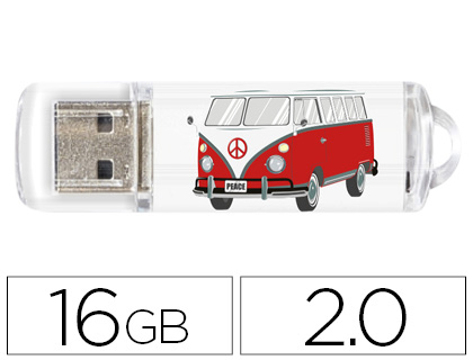 PenDrive Techonetech Flash Drive 16 GB 2.0 Camper Van-van