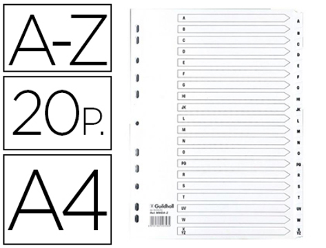 Separadores Exacompta Cartolina Branca A-z Conjunto de 20 Separadores Din A4 11 Furos