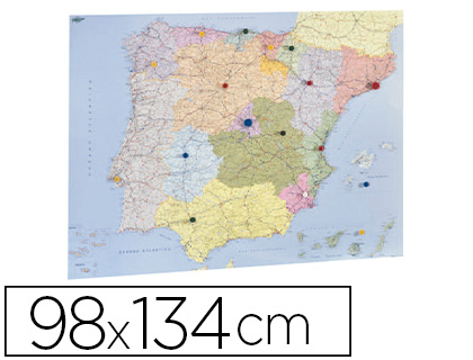 Mapa de Parede Faibo Espanha e Portugal Plastificiado Enrolado 98x134 cm