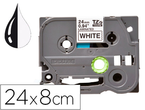 Fita Q-connect tze-251 Branca-preta 24mm Comprimento 8 mt
