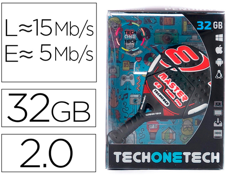 PenDrive USB Tech One Tech Raquete Padel Vermelha 32 GB