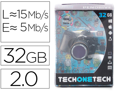 PenDrive USB Tech One Tech Camara Fotos The Perfect One 32 GB