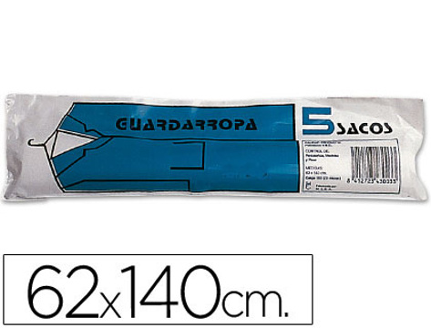 Saco Guarda-roupa Plástico Rolo 5 Sacos - 62x140 cm