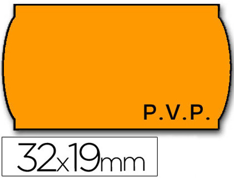 Rolo de Etiquetas Adesivas Meto Onduladas 32 X 19 mm Pvp- Laranja Fluorescente Rolo 1000
