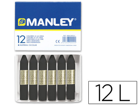 Lápis de Cera Manley 12 Unidades Preto
