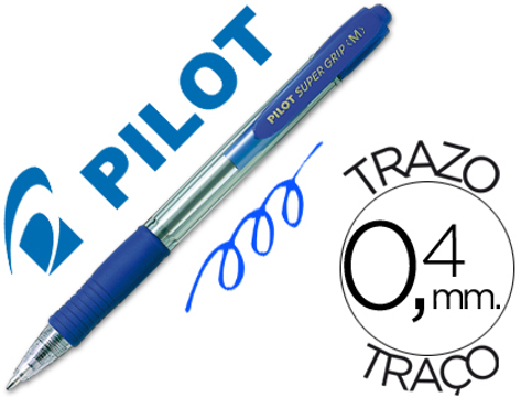 Esferográfica Pilot Super Grip Azul -retrátil -com Grip-tinta Base de óleo