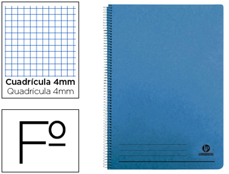 Caderno Espiral Folio 100 F Quadricula de 4 mm Capa Azul com Margem 70 Grs