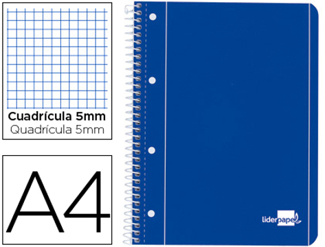 Caderno Espiral Capa Azul 80 F Din A4 Quadriculado