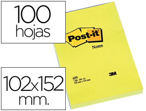 Bloco Notas Aderentes Post-it 102x152 mm Liso com 100 Fls