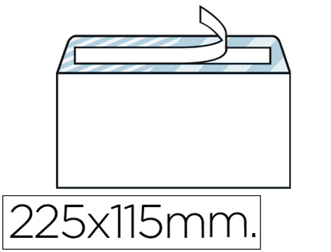 Envelope Americano Branco 115x225 mm Tira de Silicone Pack de 500 Unidades