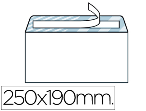 Envelope Quarto Prolongado Branco 190x250 mm Tira de Silicone Pack de 250 Unidades