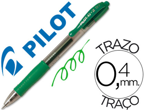 Esferográfica Pilot g-2 Verde Tinta Gel -retrátil -com Grip
