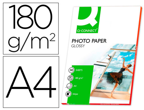 Papel Fotografia Q-connect Glossy Din A4 180 gr Caixa de 50 Folhas
