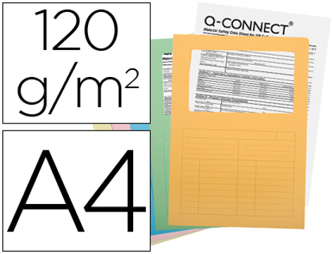 Classificador Q-connect em Cartolina Cores Sortidas com Janela Transparente 120 gr Pack de 25 Unidades