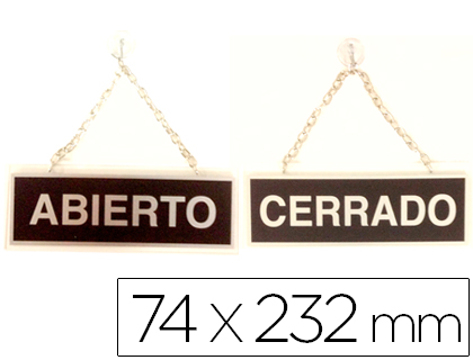Placa Metálica Abierto e Cerrado 74x232 mm