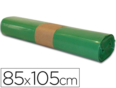 Saco de Lixo Industrial Verde 85x105cm Galga 110 Rolo de 10 Unidades