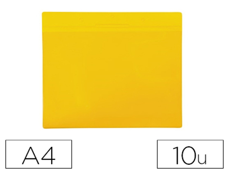 Porta Folheto / Bolsa Tarifold Magnética Din A4 Vertical Identificação Palets e Prateleiras Amarelo Pack de 10 Unidades