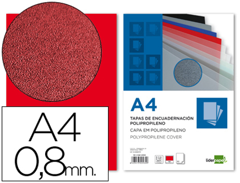 Capa de Encadernação Polipropileno Din A4 0.8 mm Vermelha Pack de 50 Unidades