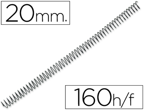 Espiral Q-connect Metálica 56 4:1 20mm 1,2mm Caixa de 100 Unidades