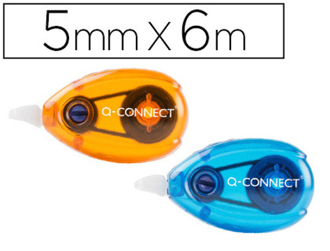 Corretor Q-connect Fita Branca 5mmx6mt - Blister Duas Unidades Laranja e Azul