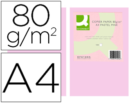 Papel de Cor Q-connect Din A4 80 gr Rosa Pack de 500 Folhas