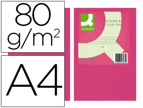 Papel de Cor Q-connect Din A4 80gr Rosa Neon Pack de 500 Folhas