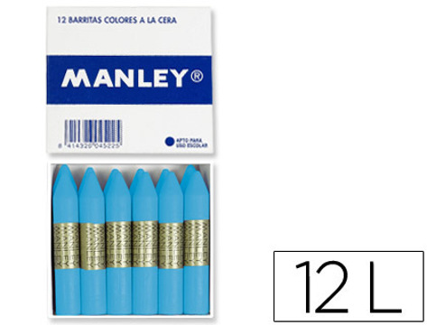Lápis de Cera Manley Unicolor Celeste Claro Caixa de 12 n.41