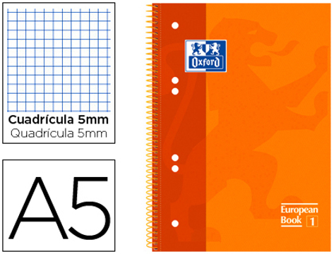 Caderno Espiral Oxford Capa Extradura Optik Paper Microperfurado Din A5 120 Folhas + 50% Quadricula 5 mm