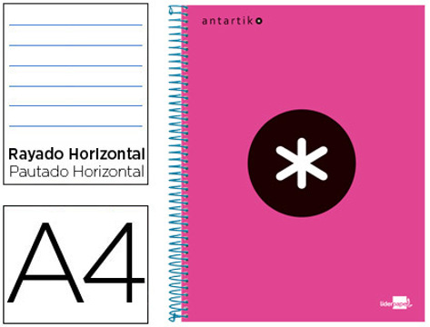Caderno Espiral Din A4 Micro Antartik Capa Forrada 120 F 100 gr Pautado 5 Bandas de Cores 4 Furos Cor Rosa F.