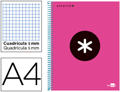 Caderno Espiral Din A4 Micro Antartik Capa Forrada 120 F 100 gr Quadricula 5 mm 5 Bandas de Cores 4 Furos Cor