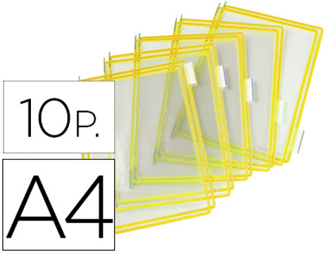 Porta Folheto / Bolsa para Porta Catálogo Tarifold Din A4 com Pivots Amarelo Pack de 10 Unidades