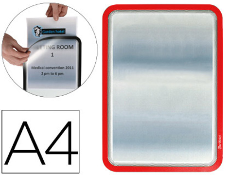 Moldura Porta-anúncio Magnético Tarifold Din A4 em Pvc Cor Vermelho Pack de 2 Unidades