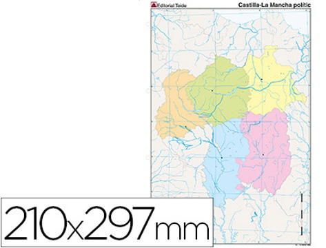 Mapa Mudo Color Din A4 Castilla-la Mancha Politico