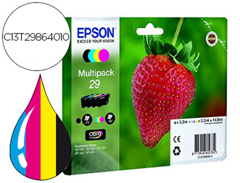 Tinteiro Epson Home 29 t2986 xp435/330/235 Multipack 4 Cores Preto/amarelo/cian/magenta