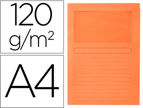 Classificador Q-connect em Cartolina Din A4 Laranja com Janela Transparente 120 gr