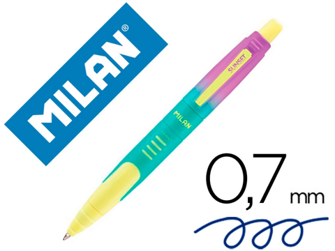 Boligrafo Milan Compact Sunset Retractil Tinta Azul Punta 1 mm Colores Surtidos