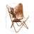 Cadeira Poltrona Borboleta Em Couro De Cabra Genuíno Castanho E Branco